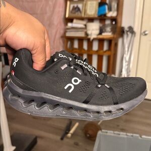 On Men's Black and Gray Running Shoes